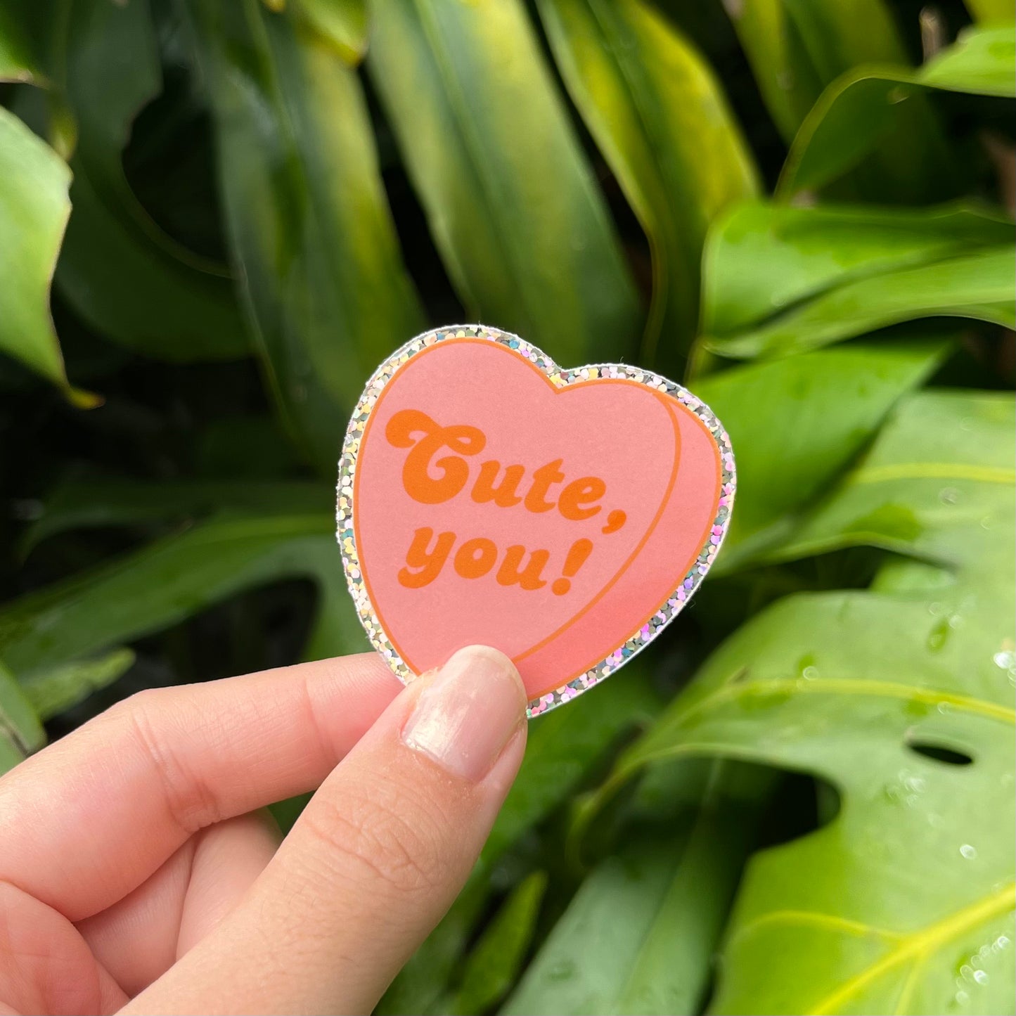 Cute You! Candy Heart Glitter Sticker